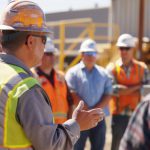 construction workers talking