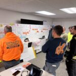 Construction workers setting up BoardScan on Touchplan
